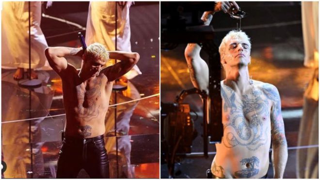 Achille Lauro Shock Tatuaggi A Torso Nudo E Si Battezza A Sanremo